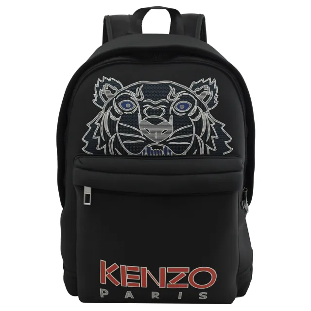 【KENZO】經典大刺繡虎頭LOGO厚尼龍手提旅用包後背包(黑 大款)