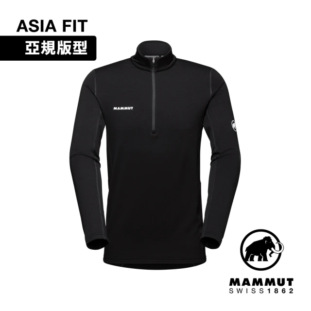 【Mammut 長毛象】Aenergy ML Half Zip Pull AF Men 保暖立領半拉鍊長袖排汗衣 黑色 男款 #1016-01120