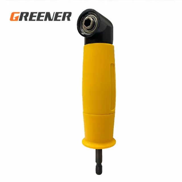 【GREENER】電鑽電動起子拐角器-90度黃款(電動萬向螺絲刀拐角器/直角批頭拐彎器/電鑽頭轉角批頭)