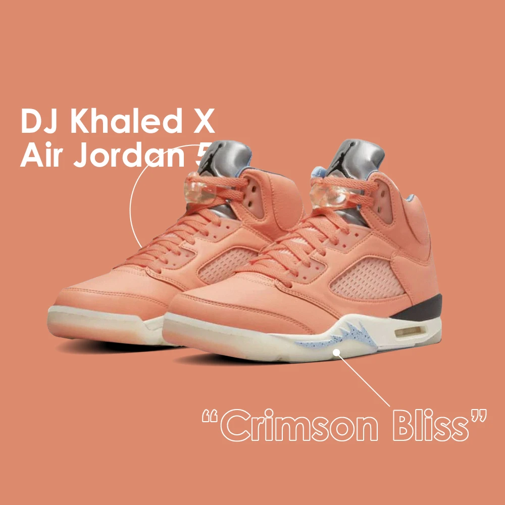 NIKE 耐吉】DJ Khaled x Air Jordan 5 Crimson Bliss 緋紅橙色高筒