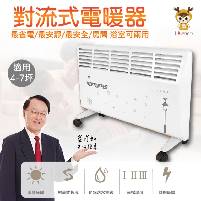 【LAPOLO】防潑水 直立壁掛 兩用對流式 電暖器 LA-967 盛竹如真心推薦(電暖器、電暖爐)