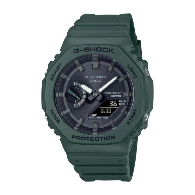 【CASIO 卡西歐】G-SHOCK 藍芽太陽能電力農家橡樹八角形錶殼(藍芽深綠 GA-B2100-3A)