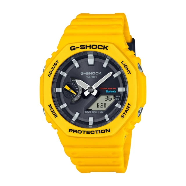 【CASIO 卡西歐】G-SHOCK 藍芽太陽能電力農家橡樹八角形錶殼(藍芽亮眼黃 GA-B2100C-9A)