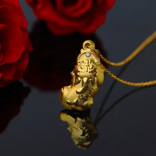 橋星珠寶-黃金鑽貔貅財福雙金組