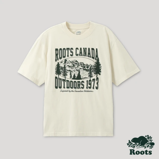 Roots【Roots】Roots 中性- 荒野景緻系列 森林元素短袖T恤(米白色)