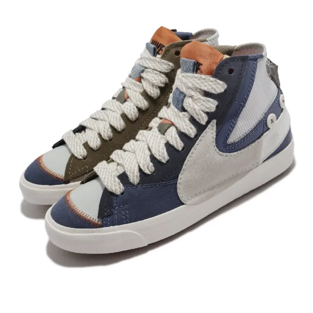 NIKE 耐吉】休閒鞋Blazer Mid 77 Jumbo 男鞋解構高筒巫毒娃娃灰藍橘