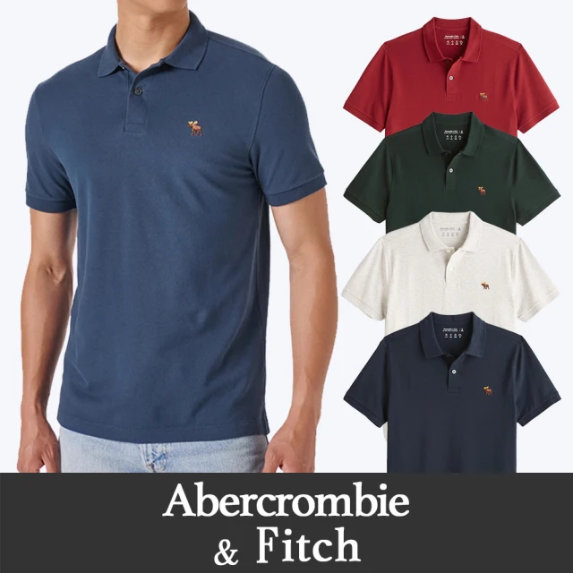 【Abercrombie & Fitch】AF 麋鹿 A&F 經典刺繡麋鹿短袖Polo衫-多色組合(男女可穿/平輸品/春夏必備)