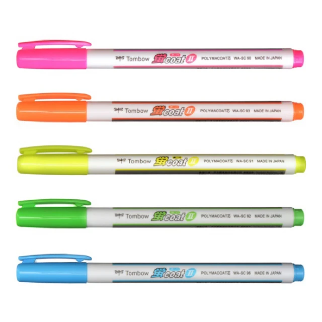 【TOMBOW】蜻蜓牌 螢光筆 0.36mm~1.5mm 36支 / 件 WA-SC(綠、藍、粉紅、橘、黃)