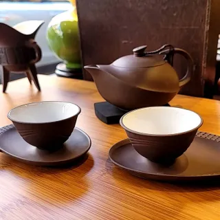 【寶茶堂】陶瓷紅土核桃紫砂壺茶具組