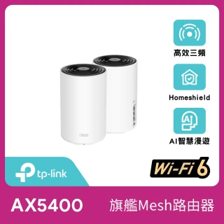 【Tapo C225監視器組】TP-Link Deco X75 AX5400 三頻Mesh WiFi 6 路由器/分享器(2入)+旋轉攝影機/監視器