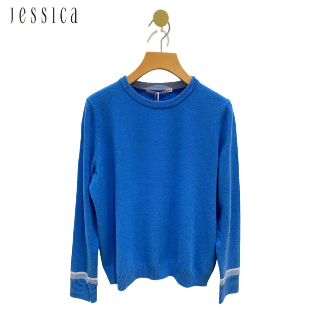 JESSICA】舒適親膚羊絨羊毛簡約百搭圓領針織衫224355(藍) - momo購物 ...