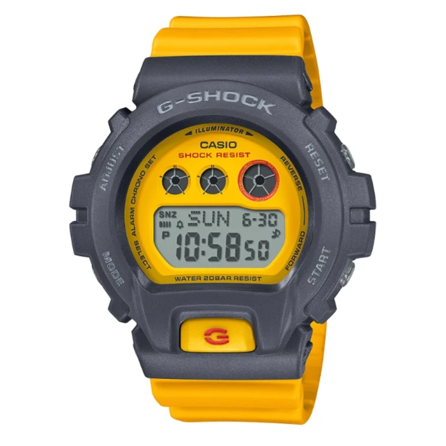 【CASIO 卡西歐】G-SHOCK 90年代復古運動風 亮眼黃灰撞色 對錶女款 GMD-S6900Y-9_46mm