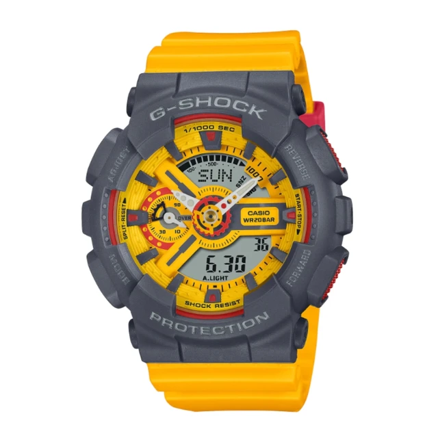 【CASIO 卡西歐】G-SHOCK 90年代復古運動風 亮眼黃灰撞色 人氣雙顯 對錶女款 GMA-S110Y-9A_45.9mm