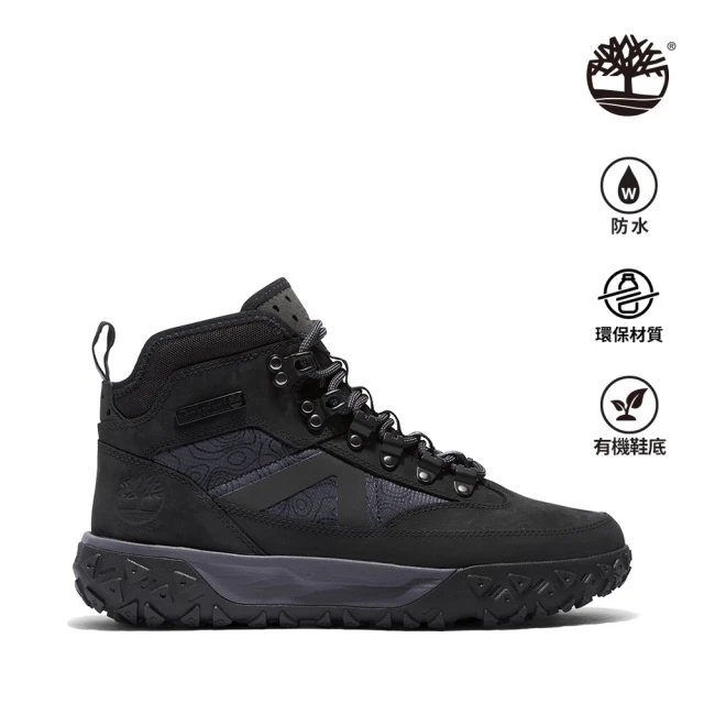 【Timberland】男款黑色磨砂革GreenStride Motion 6中筒防水休閒鞋(A5XRG015)