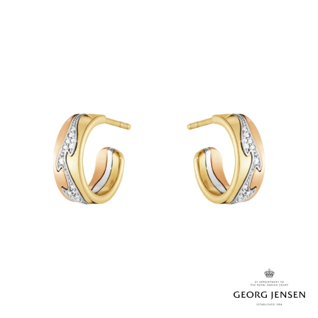 【Georg Jensen 喬治傑生】FUSION 耳環 小(18K玫瑰金、 18 K白金、18K黃金 、鑽石)