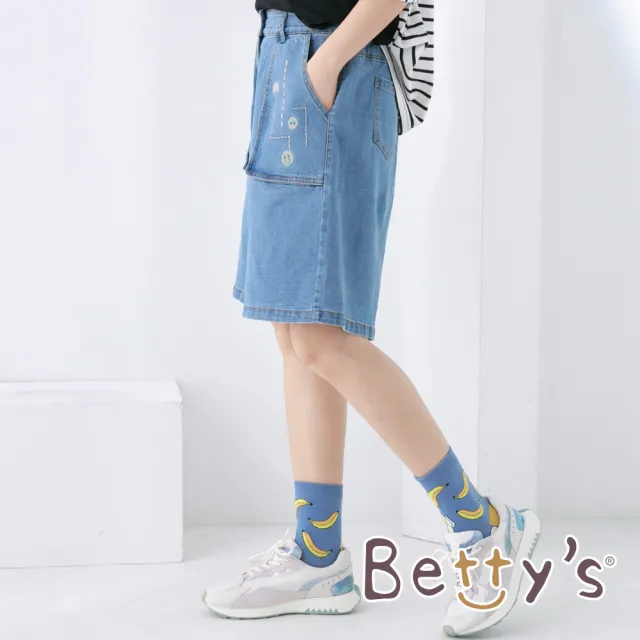 【betty’s 貝蒂思】造型立體口袋牛仔五分褲(淺藍)