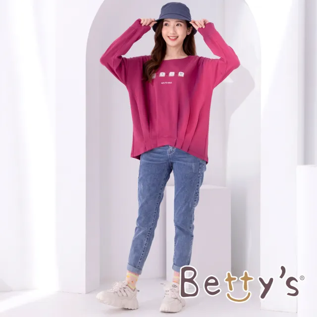 【betty’s 貝蒂思】圓領印花壓褶T-shirt(桃紅)