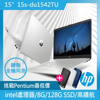【HP送1TB行動硬碟組】超品15 15s-du1542TU 15吋輕薄筆電-星空銀(Pentium N5030/8G/128G SSD/Win11)