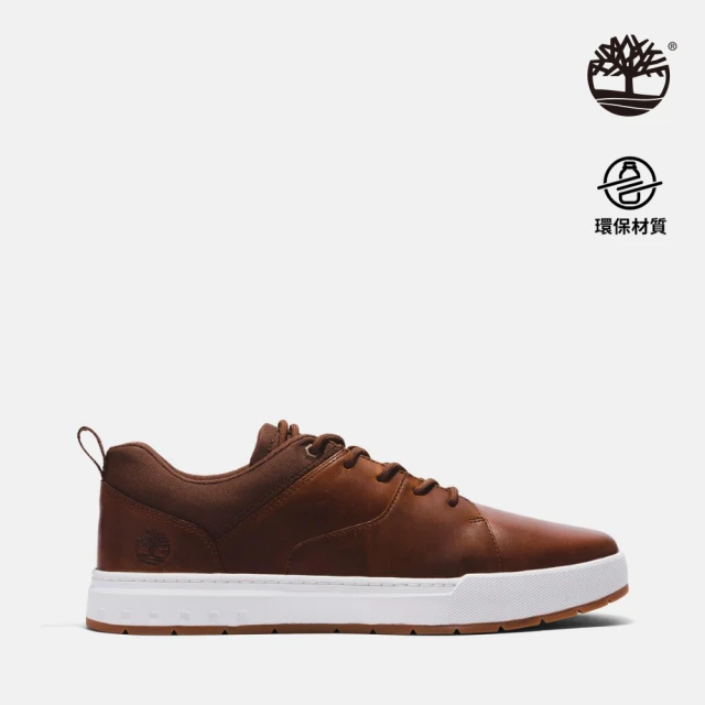 【Timberland】男款棕色全粒面皮革Maple Grove休閒鞋(A5Z1S358)