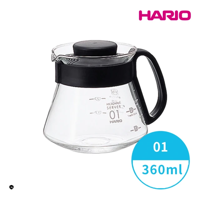 【HARIO】V60經典系列 01黑色36咖啡分享壺360ml(日本製 咖啡壺 手沖 分享壺 XVD-36B-EX)