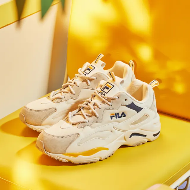 【FILA】RAY TRACER 中性運動鞋-米/黃(4-C606W-444)