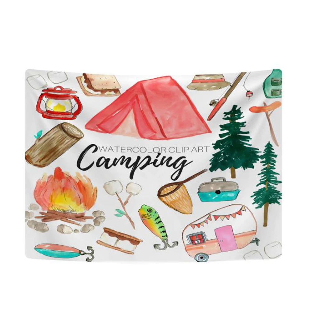 【Camping Box】創新露營美學設計感厚實掛布鋪巾兩用毯150X200CM(露營掛布 露營鋪墊 露營兩用毯)