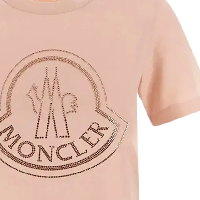 MONCLER】女款水鑽品牌LOGO 短袖T恤-粉色(XS號、S號、M號) - momo購物