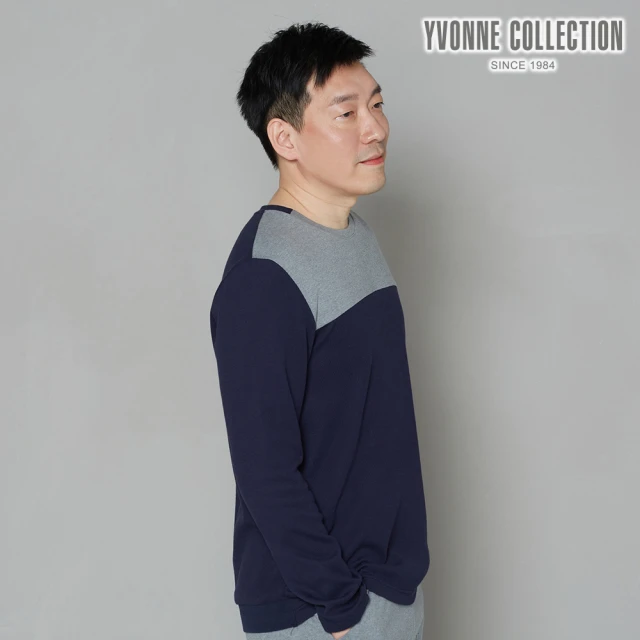 【Yvonne Collection】拼接長袖上衣(丈青)