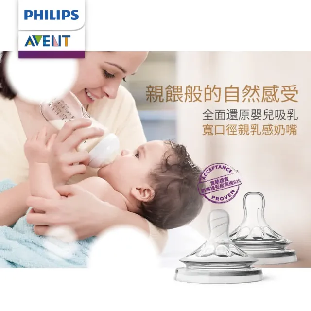 【PHILIPS AVENT】親乳感防脹氣奶嘴 2入組 1M+ 慢流量 2號嘴(SCF652/23)