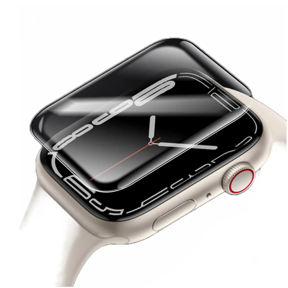 【GOR】蘋果Apple Watch Series 7/8 曲面3D TPU透明軟膜螢幕保護貼5片裝(規格45mm)