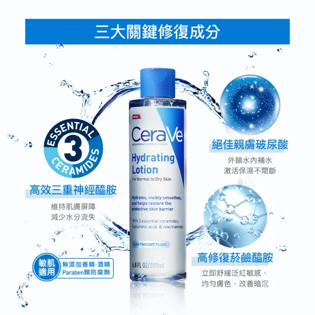 【CeraVe 適樂膚】超值兩入組★全效極潤修護精華水 200ml*2(安敏補水)