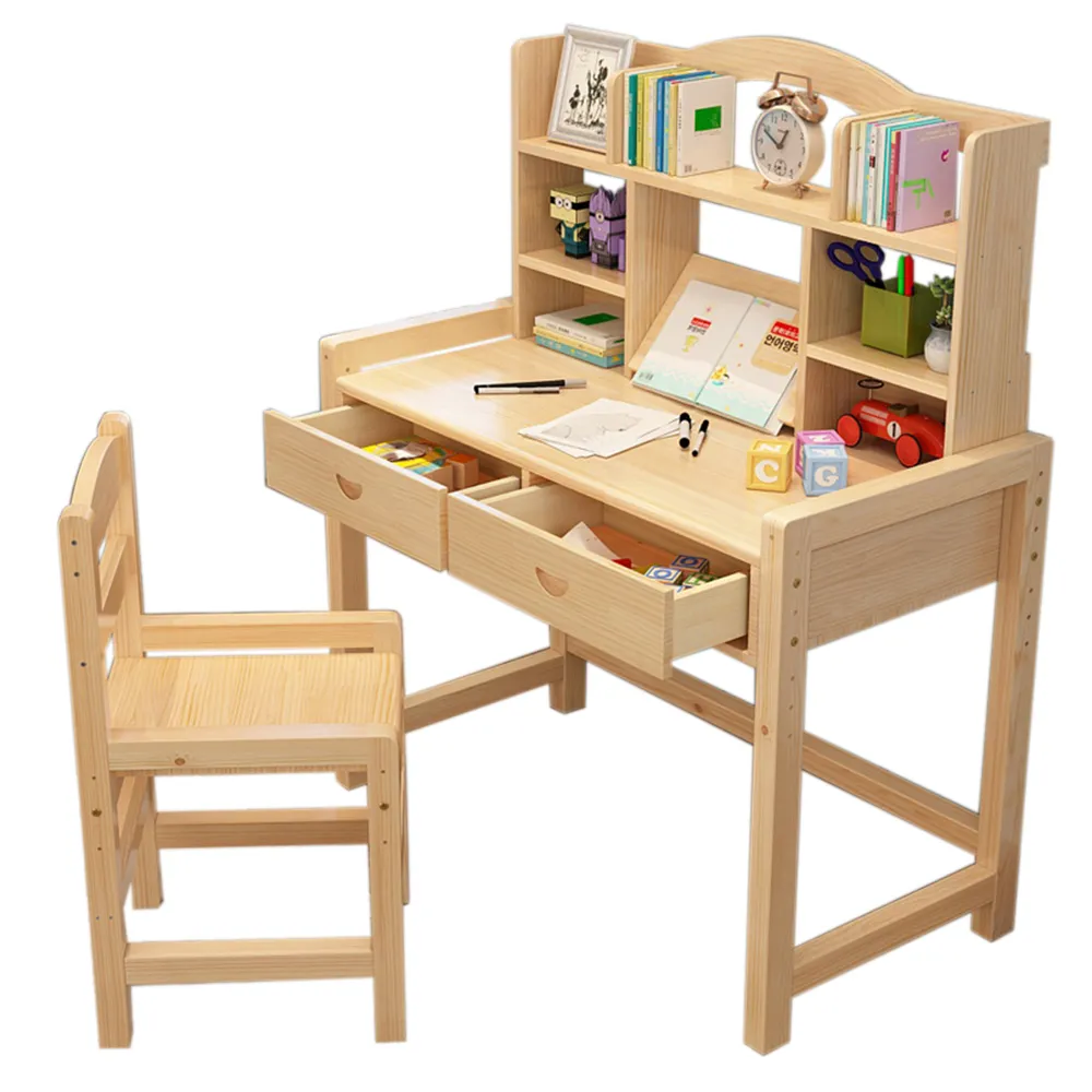 【彬彬小舖】C款實木兒童書桌椅 高品質桌椅高度可升降(學習桌 書櫃 課桌椅 電腦桌 兒童桌)