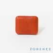【ZODENCE 佐登司】HAN義大利植鞣革拉鏈卡片零錢包(橘紅)