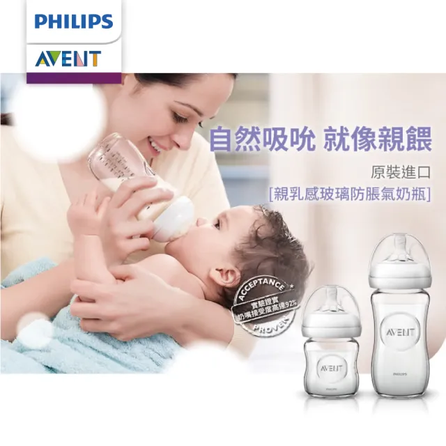 【PHILIPS AVENT】親乳感玻璃防脹氣奶瓶-四大兩小 成長超值組(SCF671*2 + SCF673*4)