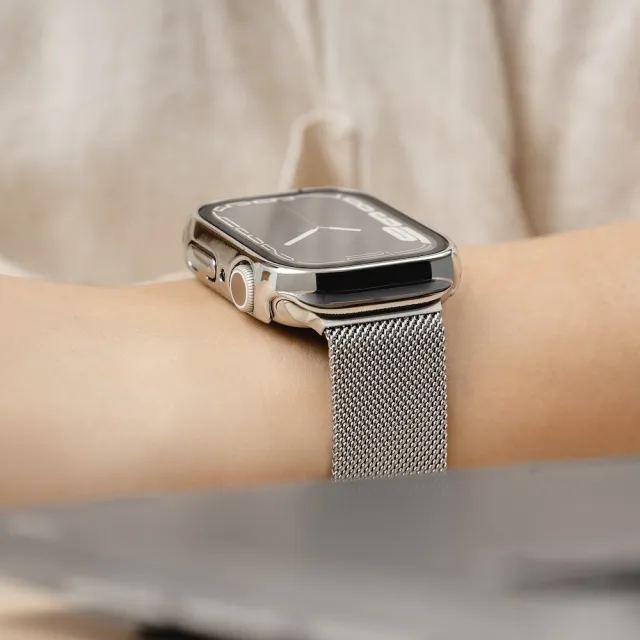 【魚骨牌 SwitchEasy】Apple Watch 8/7 45mm Hybrid 鋼化玻璃透明手錶殼(殼膜一體)