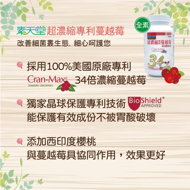 【素天堂】超濃縮專利蔓越莓*2瓶+輔酵素Q10*1瓶(45顆/瓶+60顆/瓶)