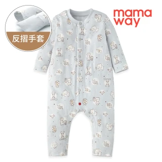 【mamaway 媽媽餵】新生兒長袖連身衣 1入(點點動物園)