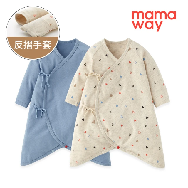 【mamaway 媽媽餵】新生兒Q彈棉質蝴蝶衣 2入(塗鴉三角形)