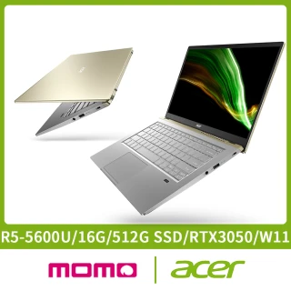 【Acer 宏碁】14吋R5獨顯美型輕薄筆電(Swift X SFX14-41G/R5-5600U/16G/512G SSD/RTX3050/W11)