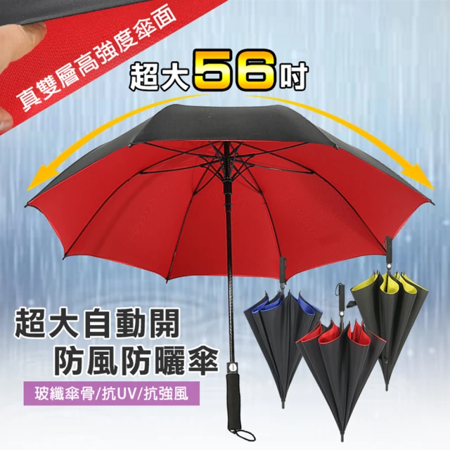 【TENGYUE】超大商務自動開防風曬雨傘(自動傘 晴雨傘 防身傘 雙層雨傘)