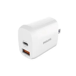 【Philips 飛利浦】20W  typeC/USB 2孔PD快充充電器(DLP4326C)
