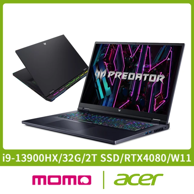 【贈M365】Acer Predator PH18-71-91CF 18吋獨顯電競筆電(i9-13900HX/32G/1TB SSD/RTX4080-12G/W11)