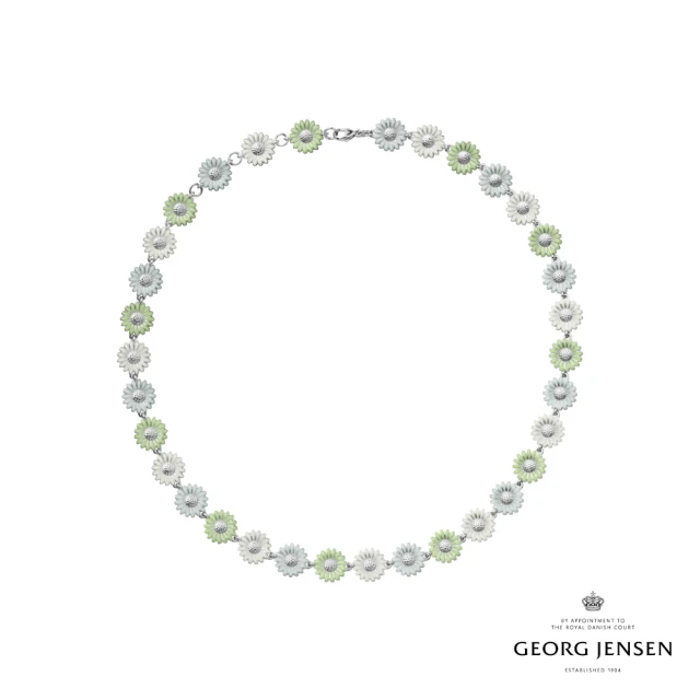 【Georg Jensen 官方旗艦店】Daisy x Stine Goya 項鏈(純銀電鍍銠 綠色和白色琺瑯)