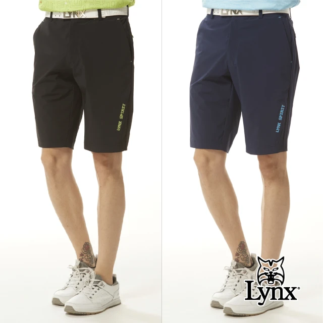 Lynx Golf 男款吸溼排汗透明膠印造型組織條紋布料胸袋