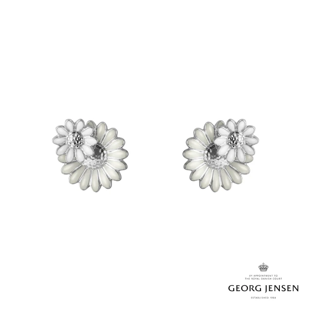 【Georg Jensen 喬治傑生】Daisy x Stine Goya 耳環(純銀電鍍銠 白瓷琺瑯)