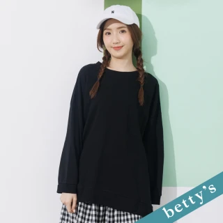【betty’s 貝蒂思】交錯假口袋寬版T-shirt(黑色)