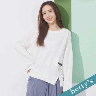 【betty’s 貝蒂思】假口袋標籤裝飾寬版T-shirt(白色)