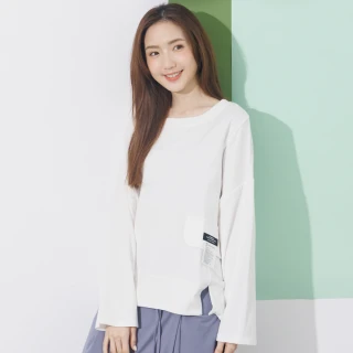 【betty’s 貝蒂思】假口袋標籤裝飾寬版T-shirt(白色)