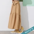 【betty’s 貝蒂思】鬆緊腰蝴蝶結波浪長裙(駝色)