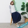 【betty’s 貝蒂思】蕾絲拼接條紋袖上衣(黑色)